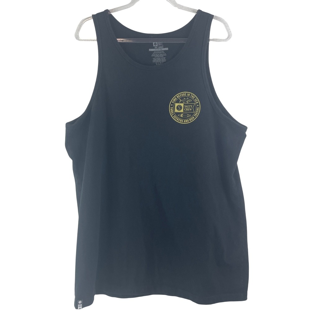 Salty Crew Tank Top XXL Black Find Refuge In The Sea Surf Skate Fishing Graphic
